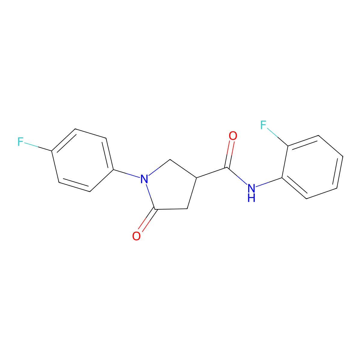 N-(2-fluorophenyl)-1-(4-fluorophenyl)-5-oxopyrrolidine-3-carboxamide molecular structure, CAS 302560-05-0