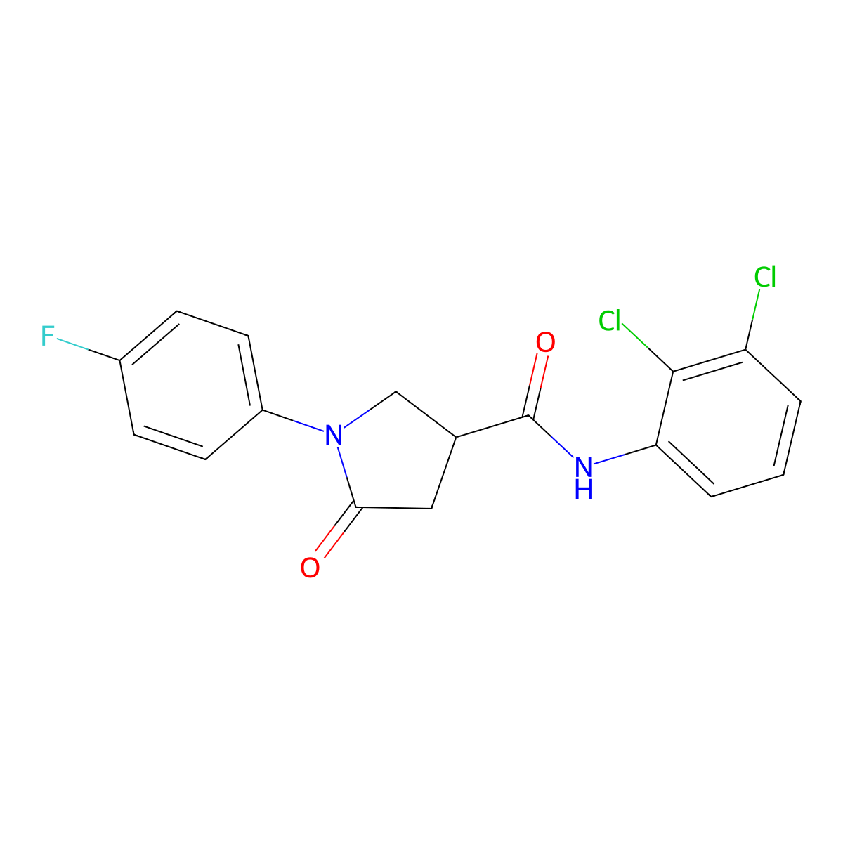 N-(2,3-dichlorophenyl)-1-(4-fluorophenyl)-5-oxopyrrolidine-3-carboxamide molecular structure, CAS 302560-11-8
