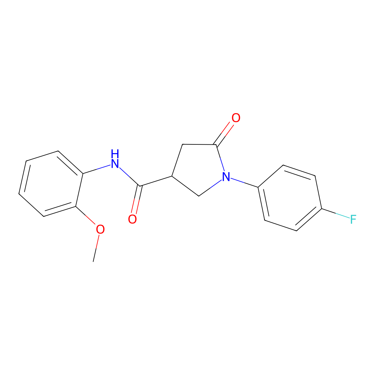 1-(4-fluorophenyl)-N-(2-methoxyphenyl)-5-oxopyrrolidine-3-carboxamide molecular structure, CAS 302560-25-4