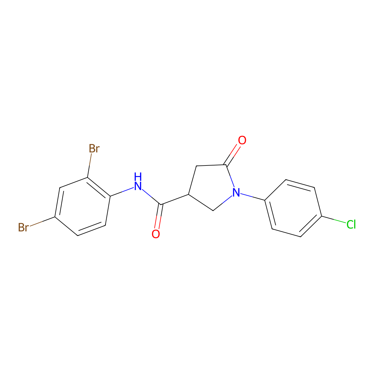 1-(4-chlorophenyl)-N-(2,4-dibromophenyl)-5-oxopyrrolidine-3-carboxamide molecular structure, CAS 302560-34-5