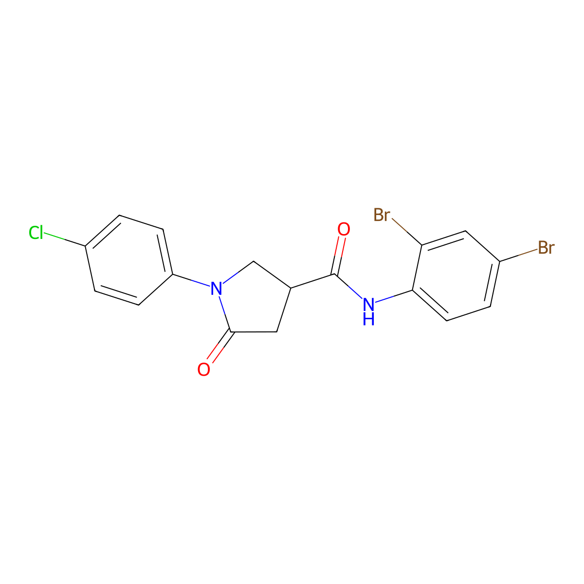 1-(4-chlorophenyl)-N-(2,4-dibromophenyl)-5-oxopyrrolidine-3-carboxamide molecular structure, CAS 302560-34-5