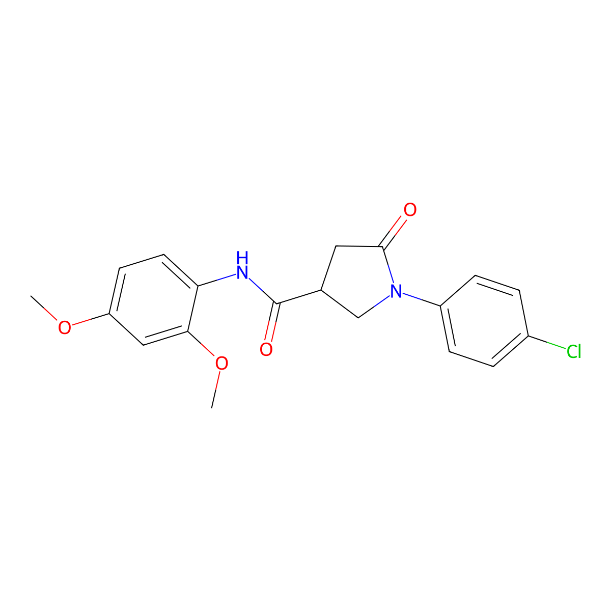 1-(4-chlorophenyl)-N-(2,4-dimethoxyphenyl)-5-oxopyrrolidine-3-carboxamide molecular structure, CAS 302560-49-2