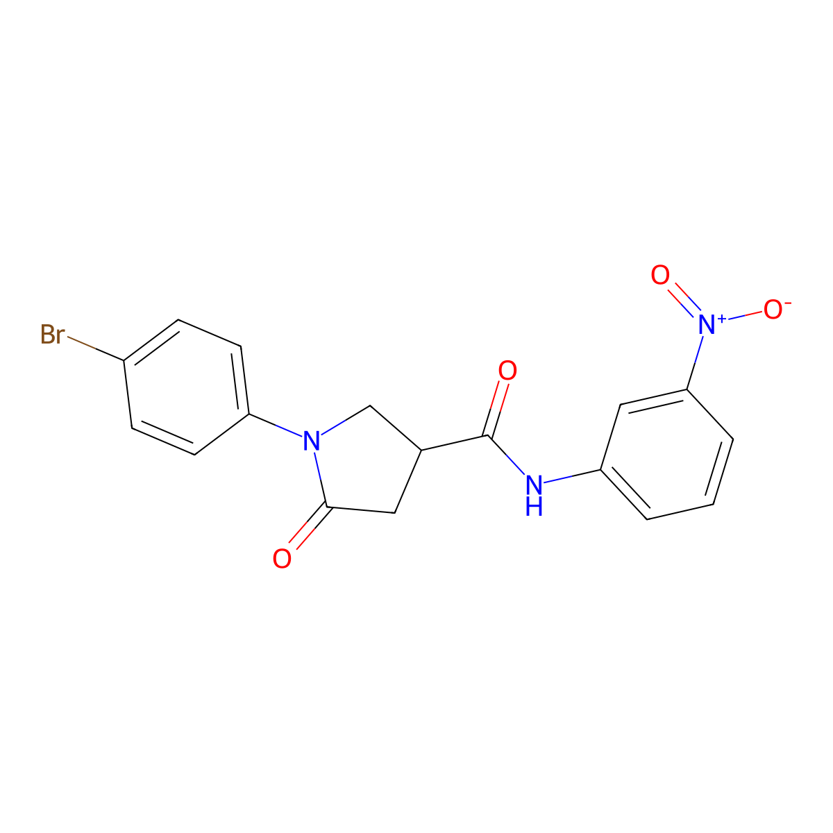 1-(4-bromophenyl)-N-(3-nitrophenyl)-5-oxopyrrolidine-3-carboxamide molecular structure, CAS 302560-54-9