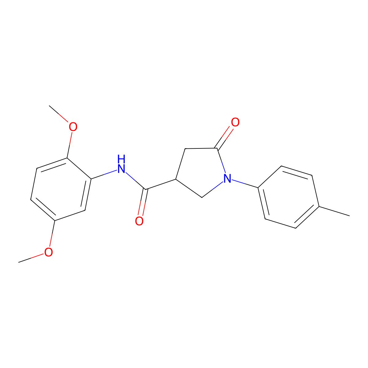 N-(2,5-dimethoxyphenyl)-1-(4-methylphenyl)-5-oxopyrrolidine-3-carboxamide molecular structure, CAS 302560-72-1