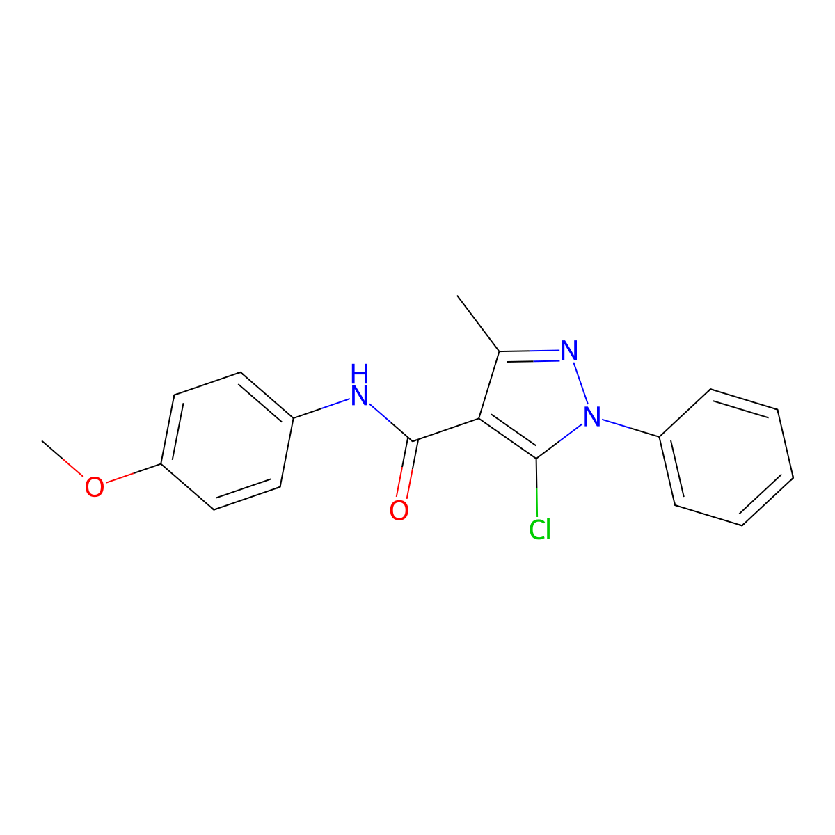 5-chloro-N-(4-methoxyphenyl)-3-methyl-1-phenylpyrazole-4-carboxamide molecular structure, CAS 302560-93-6