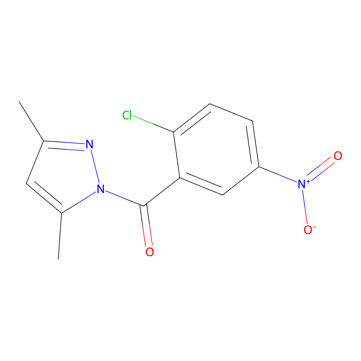 (2-Chloro-5-nitrophenyl)-(3,5-dimethylpyrazol-1-yl)methanone molecular structure, CAS 302561-00-8