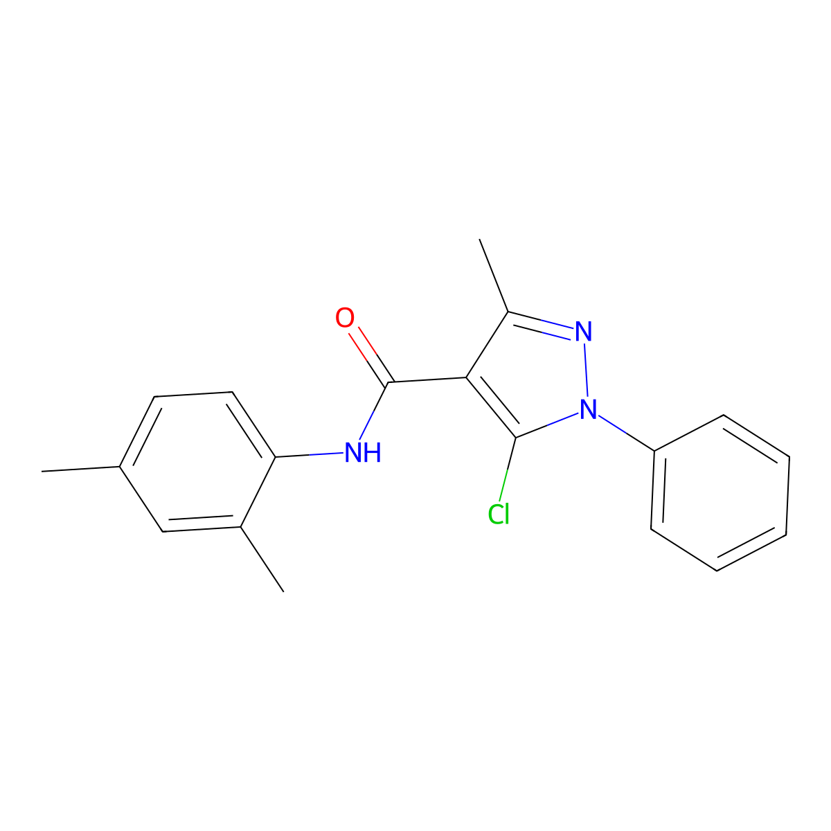 5-chloro-N-(2,4-dimethylphenyl)-3-methyl-1-phenyl-1H-pyrazole-4-carboxamide molecular structure, CAS 302561-02-0