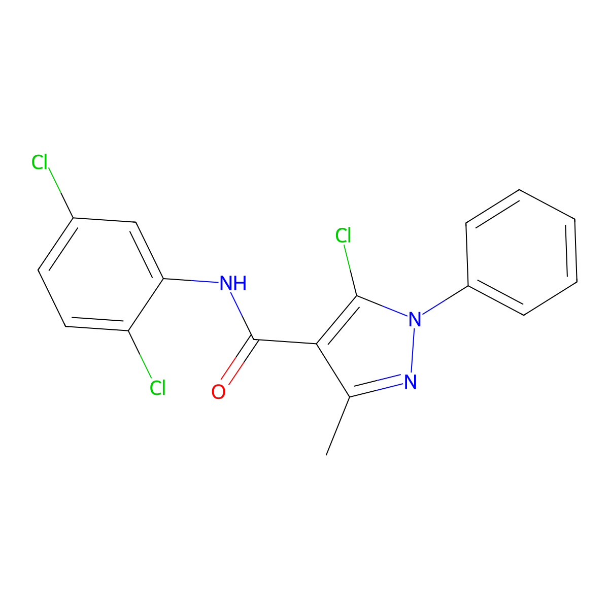 5-chloro-N-(2,5-dichlorophenyl)-3-methyl-1-phenyl-1H-pyrazole-4-carboxamide molecular structure, CAS 302561-04-2