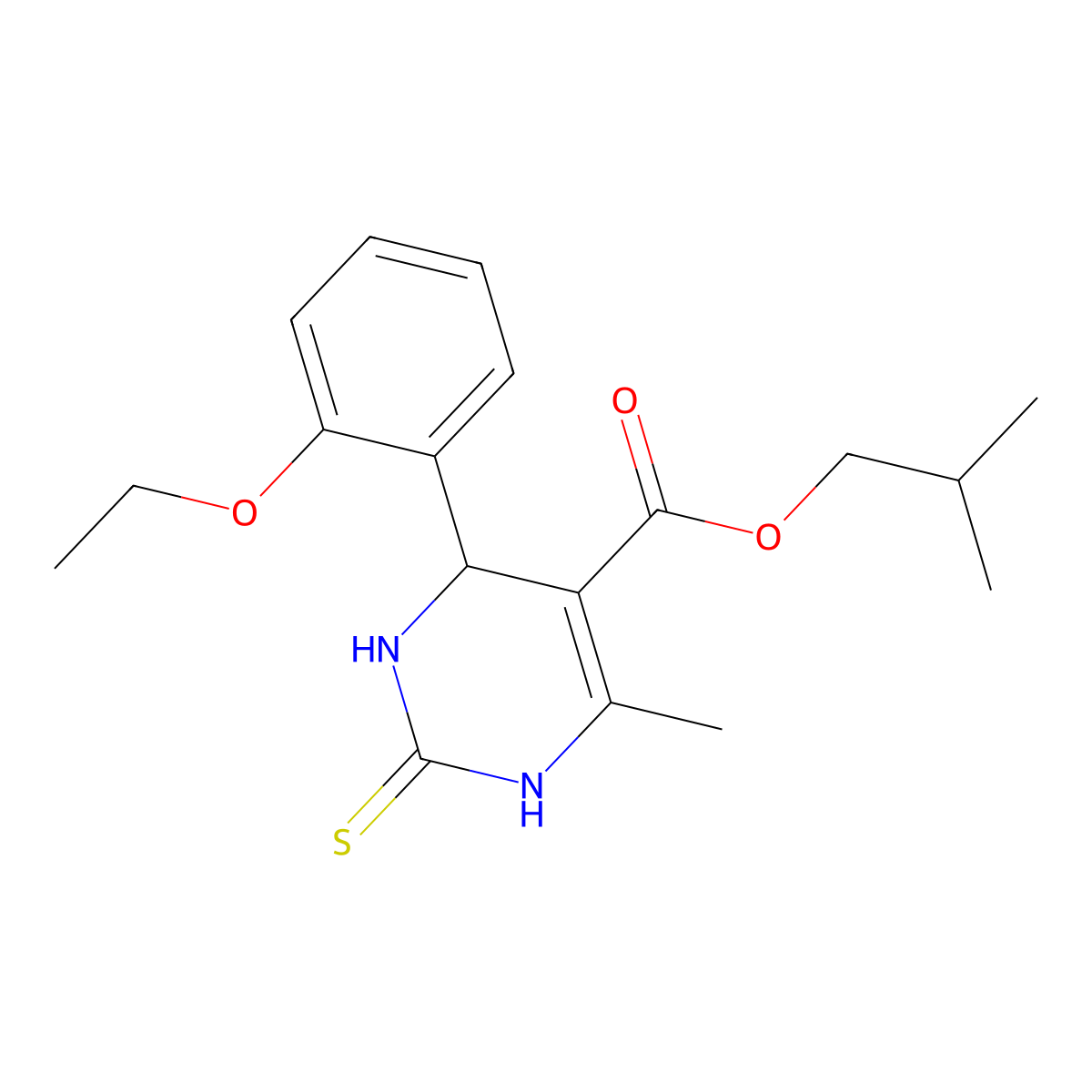 2-Methylpropyl 4-[2-(ethyloxy)phenyl]-6-methyl-2-thioxo-1,2,3,4-tetrahydropyrimidine-5-carboxylate molecular structure, CAS 302561-45-1