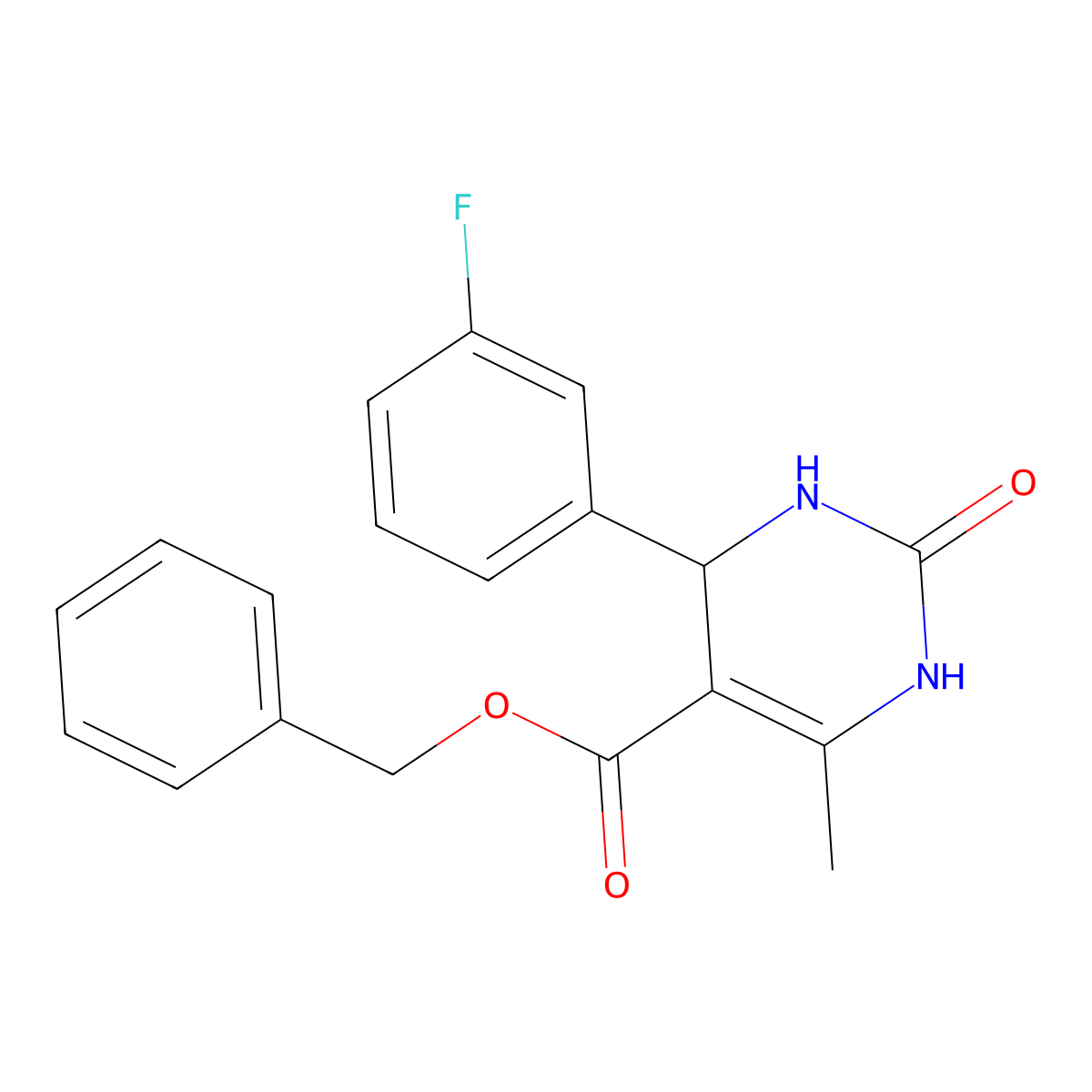 Benzyl 4-(3-fluorophenyl)-6-methyl-2-oxo-1,2,3,4-tetrahydropyrimidine-5-carboxylate molecular structure, CAS 302561-48-4