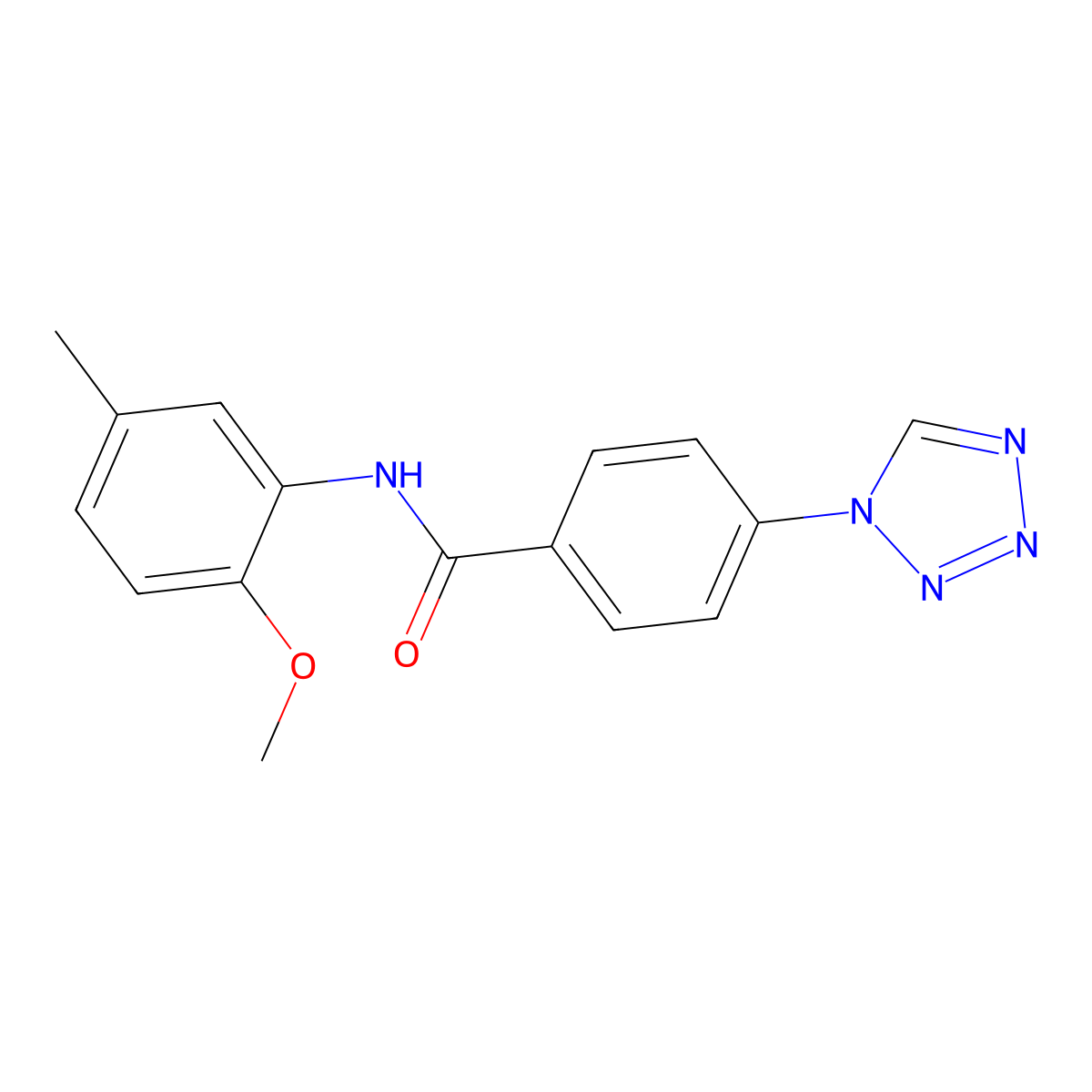 N-(2-methoxy-5-methylphenyl)-4-(tetrazol-1-yl)benzamide molecular structure, CAS 302566-54-7