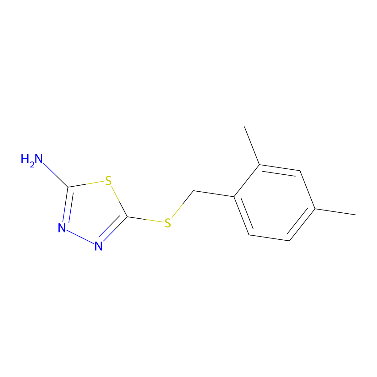 5-[(2,4-Dimethylbenzyl)thio]-1,3,4-thiadiazol-2-amine molecular structure, CAS 302566-89-8