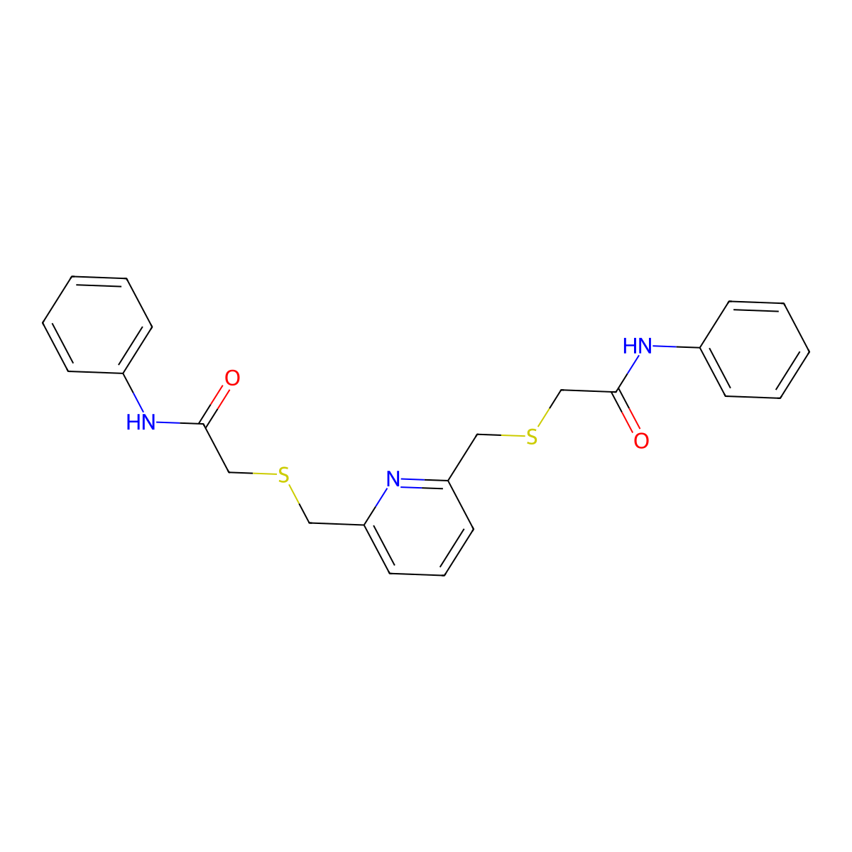 2-[[6-[(2-anilino-2-oxoethyl)sulfanylmethyl]pyridin-2-yl]methylsulfanyl]-N-phenylacetamide molecular structure, CAS 302566-91-2