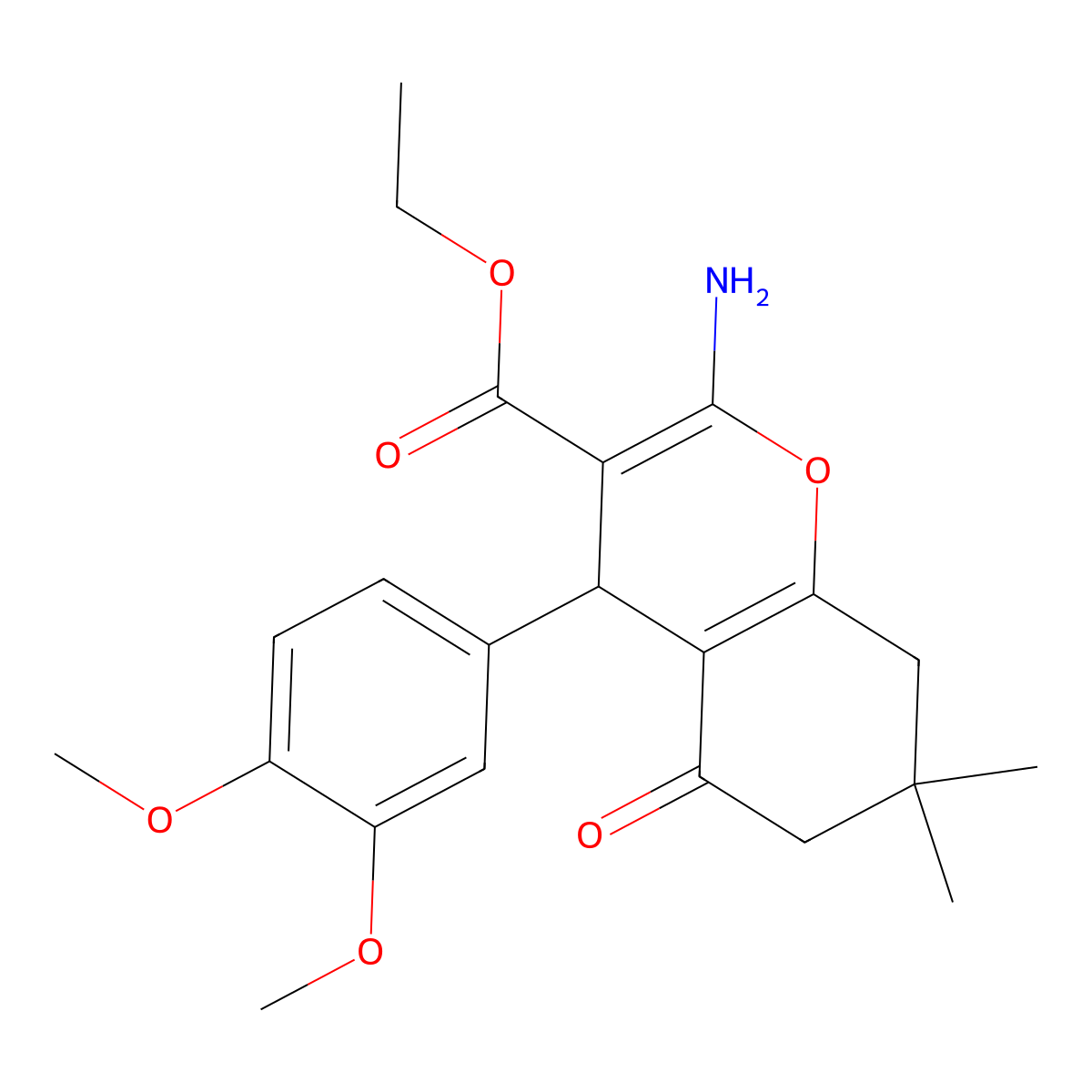 ethyl 2-amino-4-(3,4-dimethoxyphenyl)-7,7-dimethyl-5-oxo-5,6,7,8-tetrahydro-4H-chromene-3-carboxylate molecular structure, CAS 302570-76-9