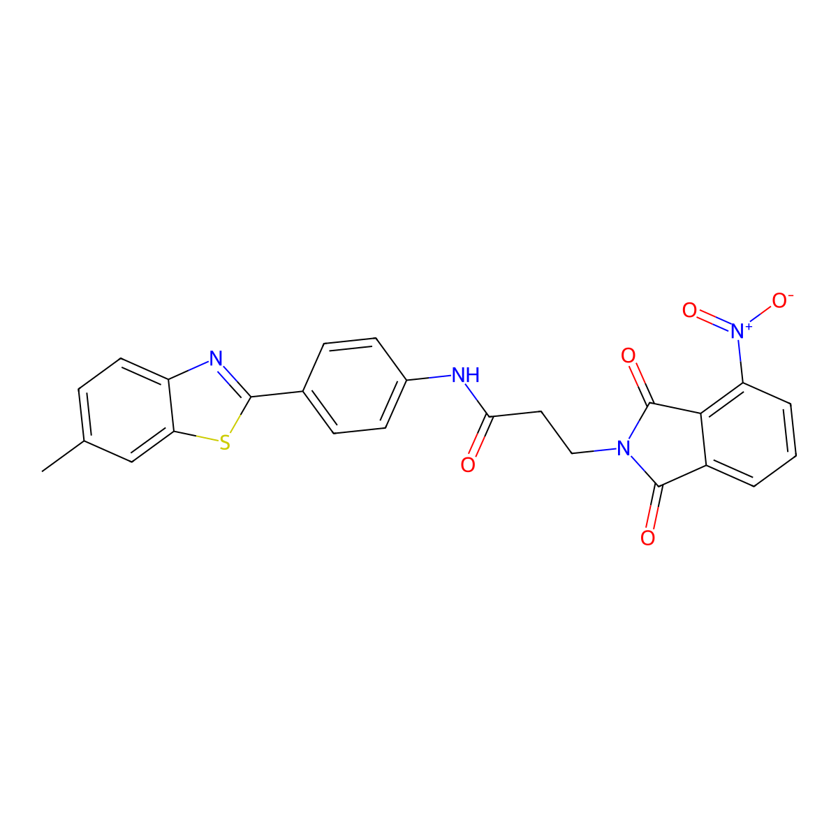 N-[4-(6-methyl-1,3-benzothiazol-2-yl)phenyl]-3-(4-nitro-1,3-dioxoisoindol-2-yl)propanamide molecular structure, CAS 302571-86-4