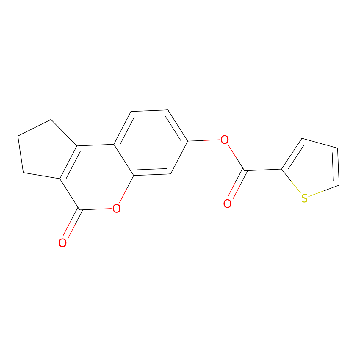 4-Oxo-1,2,3,4-tetrahydrocyclopenta[c]chromen-7-yl thiophene-2-carboxylate molecular structure, CAS 302573-10-0