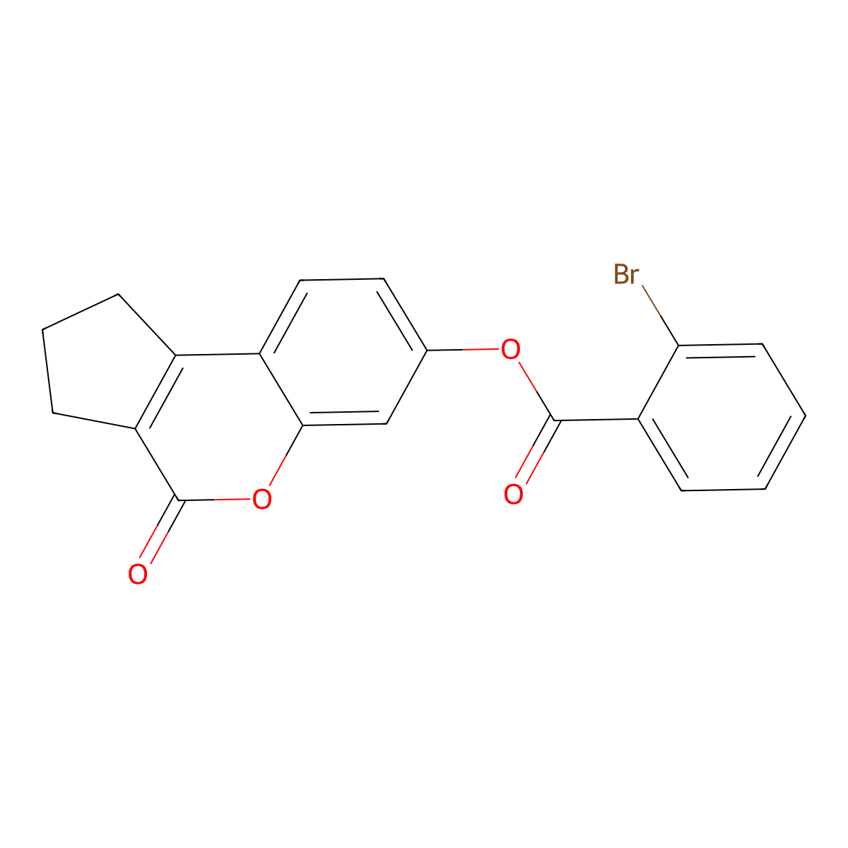 2-Bromo-benzoic acid 4-oxo-1,2,3,4-tetrahydro-cyclopenta[c]chromen-7-yl ester molecular structure, CAS 302573-11-1