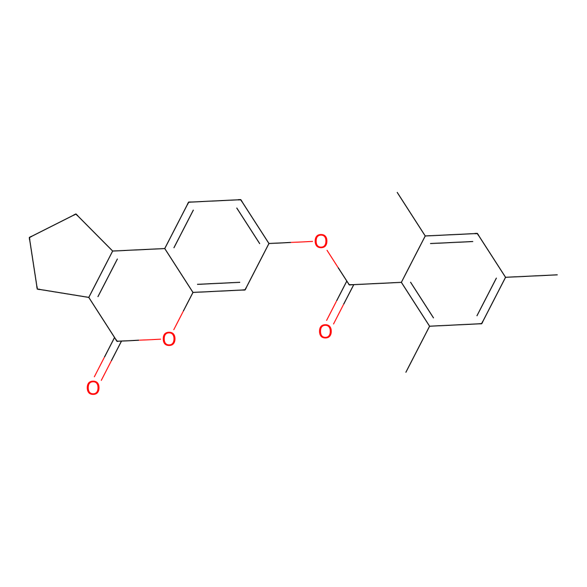 4-Oxo-1,2,3,4-tetrahydrocyclopenta[c]chromen-7-yl 2,4,6-trimethylbenzoate molecular structure, CAS 302573-12-2