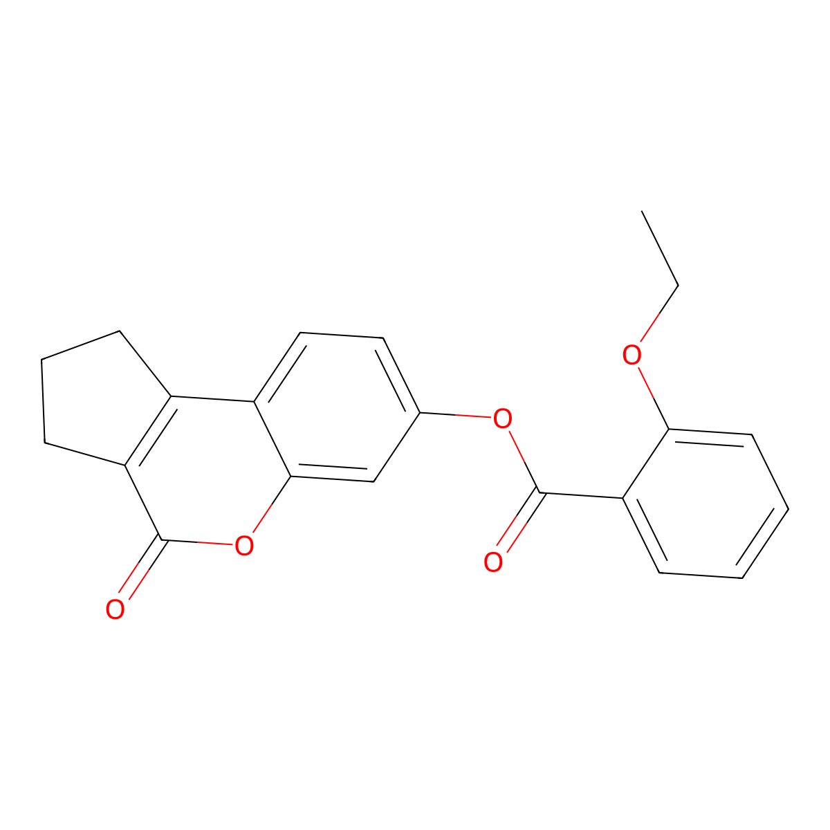 2-Ethoxy-benzoic acid 4-oxo-1,2,3,4-tetrahydro-cyclopenta[c]chromen-7-yl ester molecular structure, CAS 302573-14-4