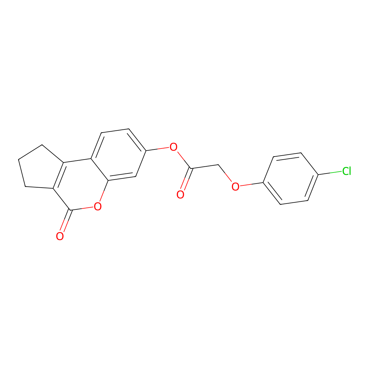4-Oxo-1,2,3,4-tetrahydrocyclopenta[c]chromen-7-yl (4-chlorophenoxy)acetate molecular structure, CAS 302573-20-2