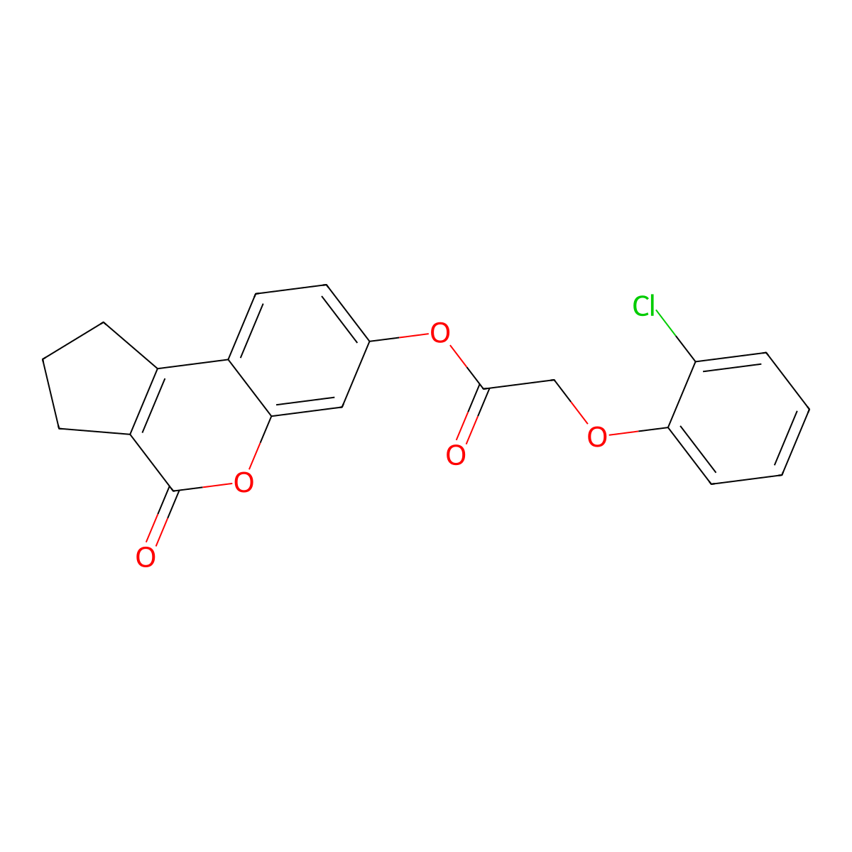 4-Oxo-1,2,3,4-tetrahydrocyclopenta[c]chromen-7-yl (2-chlorophenoxy)acetate molecular structure, CAS 302573-23-5