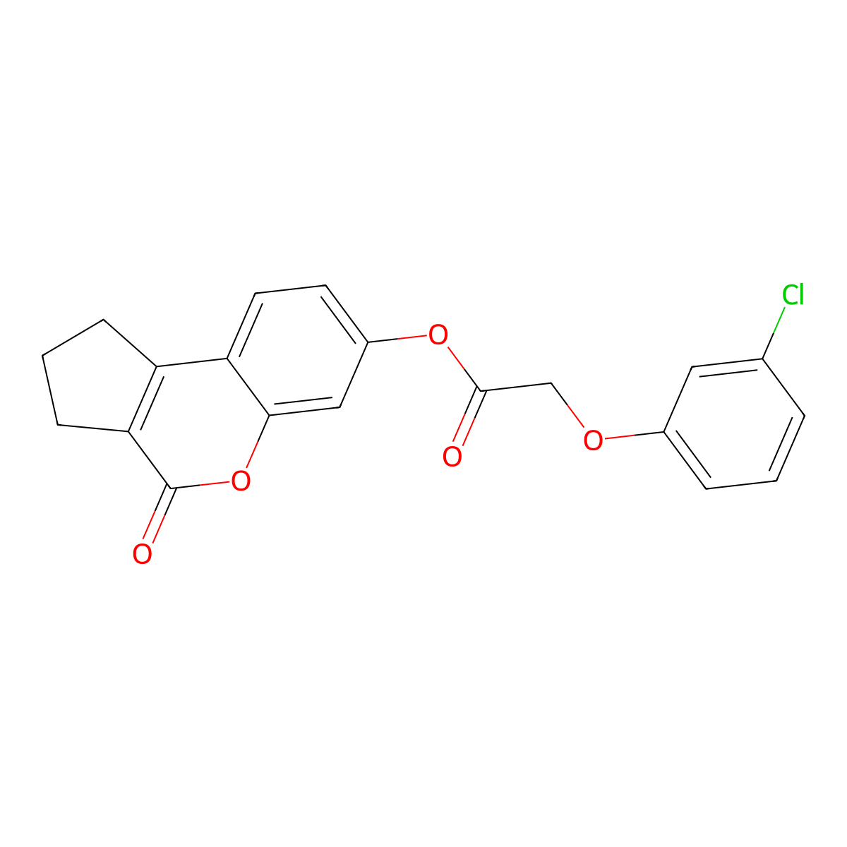 4-Oxo-1,2,3,4-tetrahydrocyclopenta[c]chromen-7-yl (3-chlorophenoxy)acetate molecular structure, CAS 302573-24-6