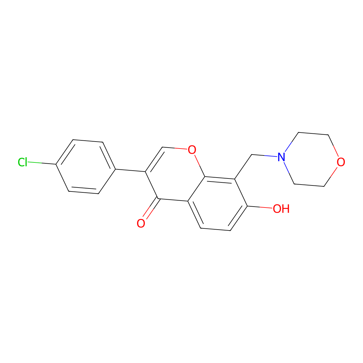3-(4-chlorophenyl)-7-hydroxy-8-(4-morpholinylmethyl)-4H-chromen-4-one molecular structure, CAS 302575-36-6