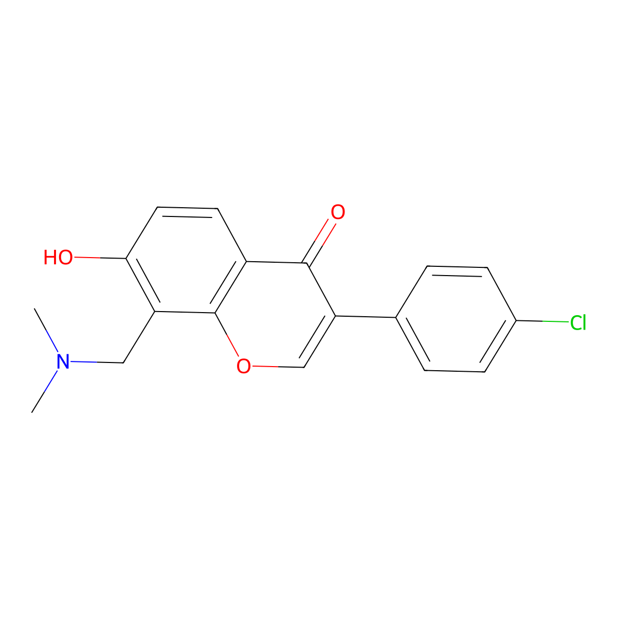 3-(4-chlorophenyl)-8-((dimethylamino)methyl)-7-hydroxy-4H-chromen-4-one molecular structure, CAS 302575-37-7