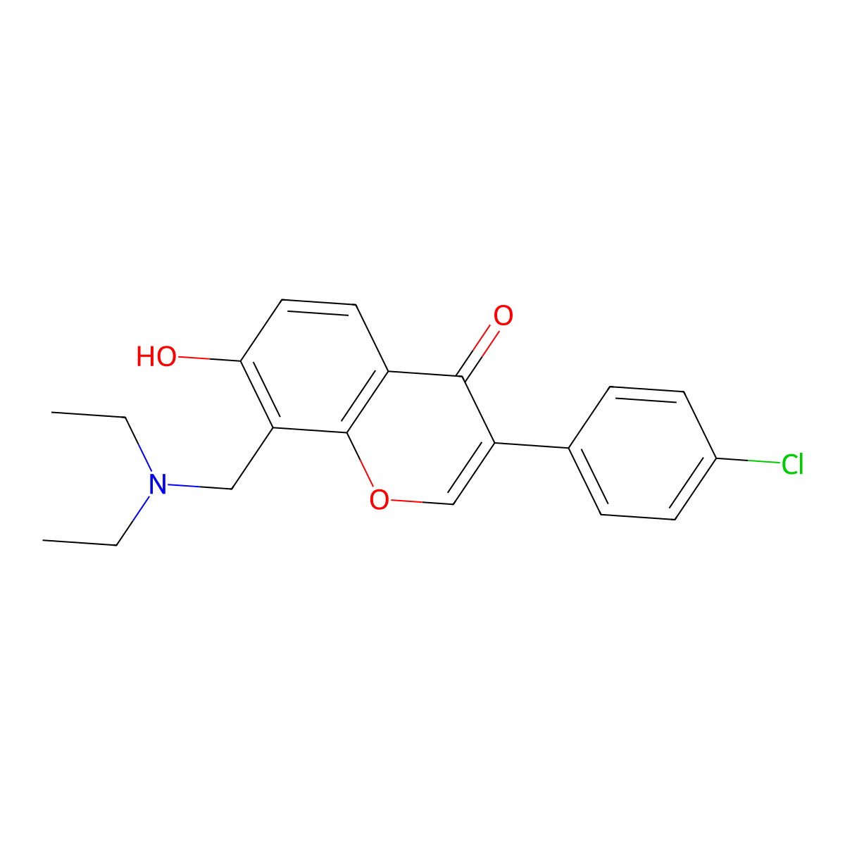 3-(4-Chloro-phenyl)-8-diethylaminomethyl-7-hydroxy-chromen-4-one molecular structure, CAS 302575-38-8
