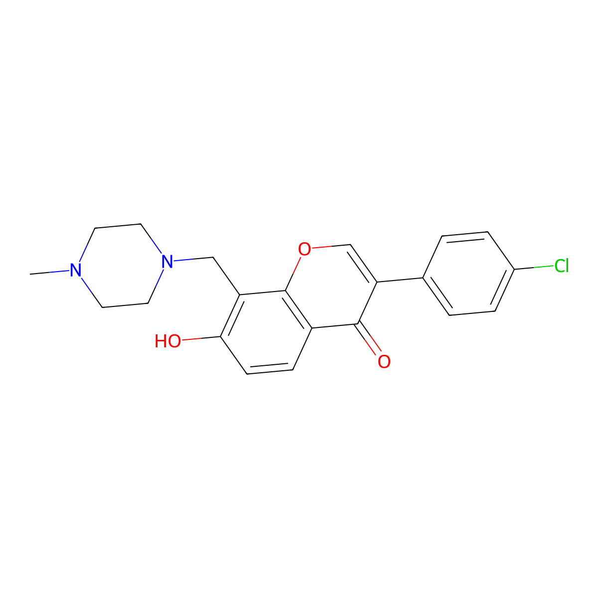 3-(4-Chlorophenyl)-7-hydroxy-8-[(4-methylpiperazinyl)methyl]chromen-4-one molecular structure, CAS 302575-41-3