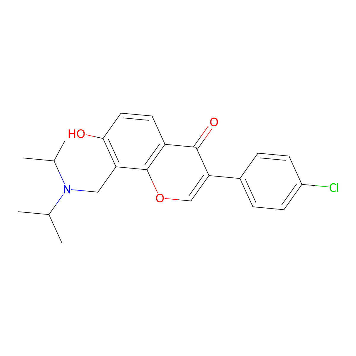3-(4-Chlorophenyl)-8-((diisopropylamino)methyl)-7-hydroxy-4H-chromen-4-one molecular structure, CAS 302575-42-4
