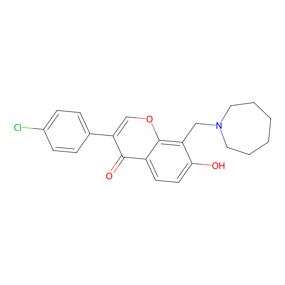 8-(1-azepanylmethyl)-3-(4-chlorophenyl)-7-hydroxy-4H-chromen-4-one molecular structure, CAS 302575-43-5