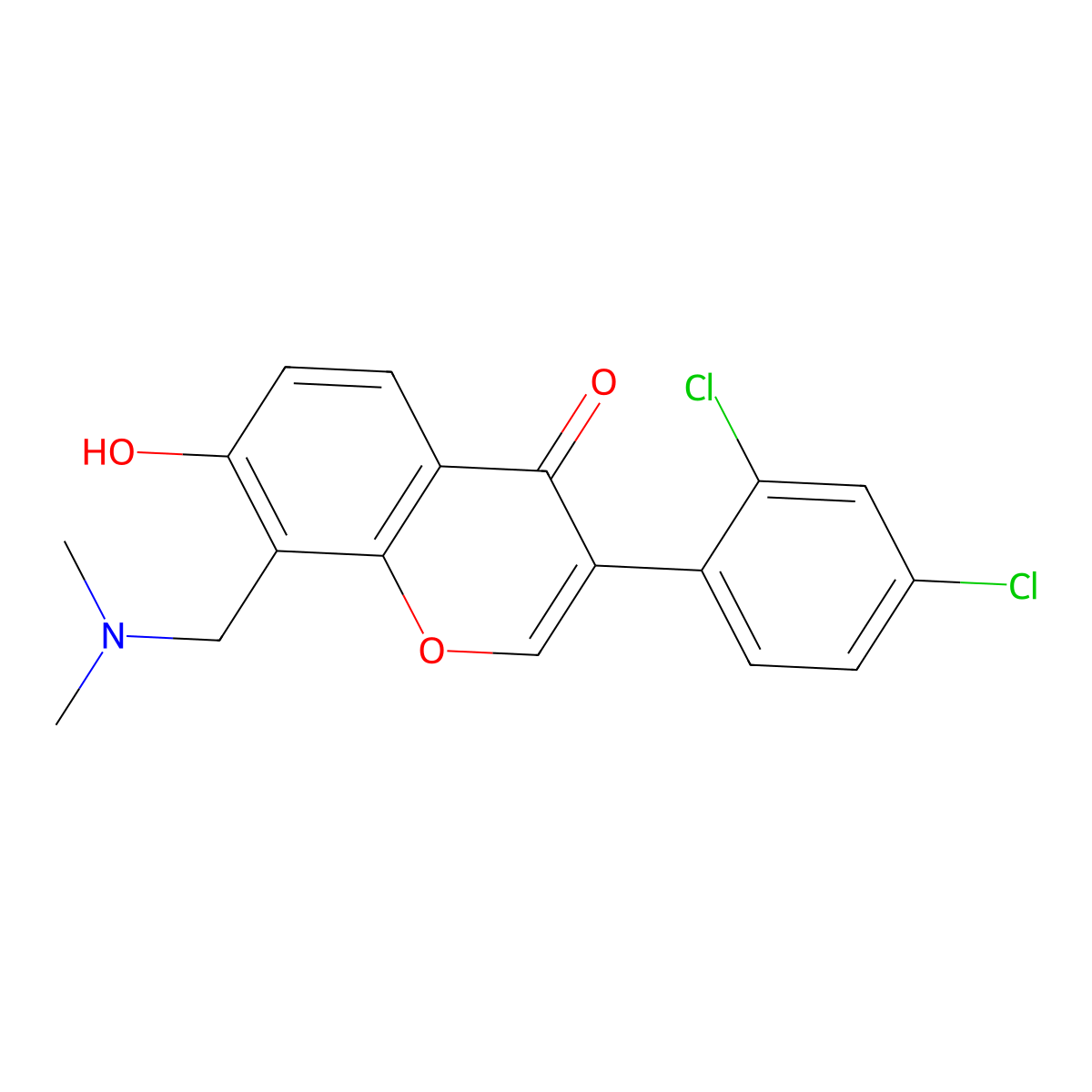 3-(2,4-Dichlorophenyl)-8-[(dimethylamino)methyl]-7-hydroxychromen-4-one molecular structure, CAS 302575-46-8