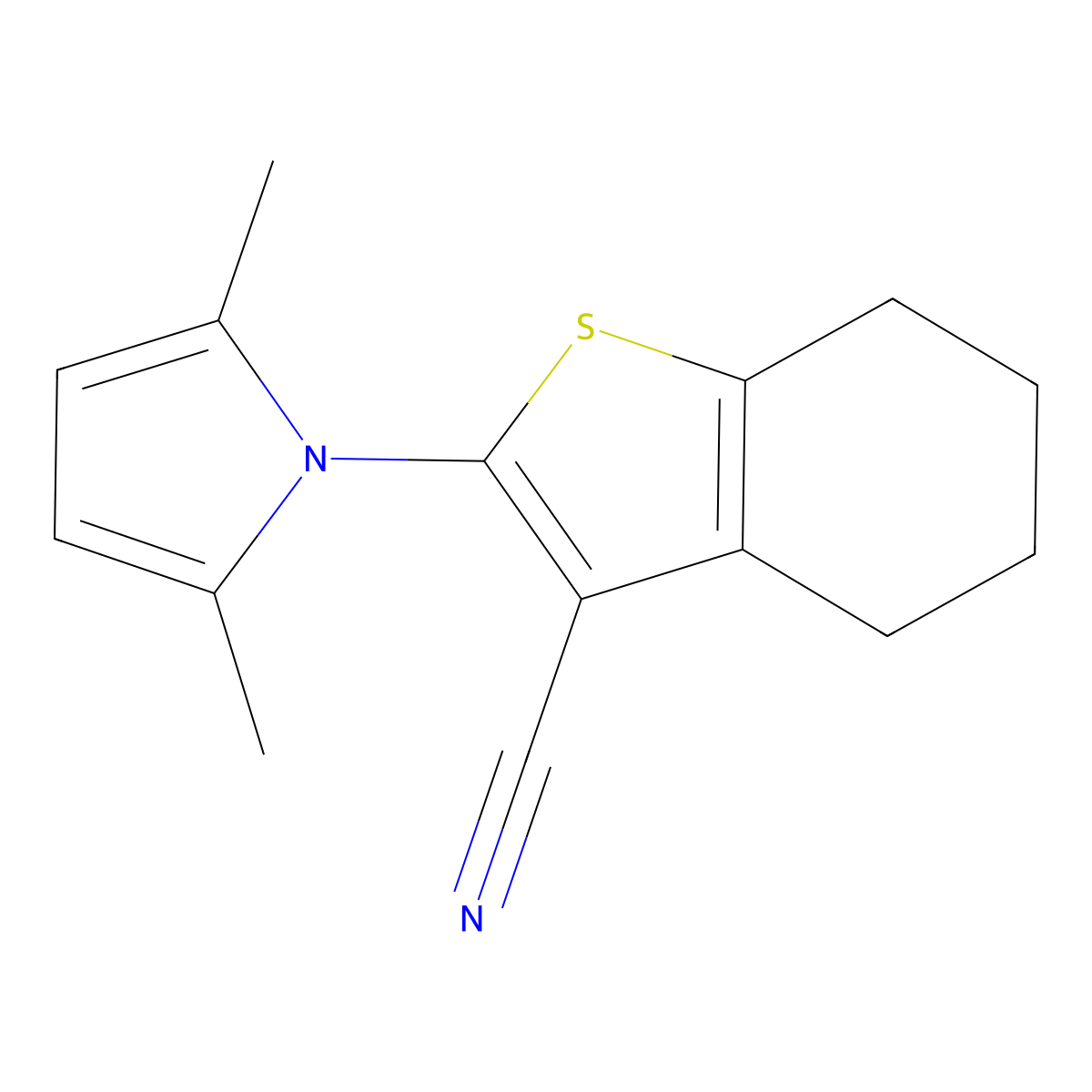 2-(2,5-dimethyl-1H-pyrrol-1-yl)-4,5,6,7-tetrahydro-1-benzothiophene-3-carbonitrile molecular structure, CAS 302575-66-2