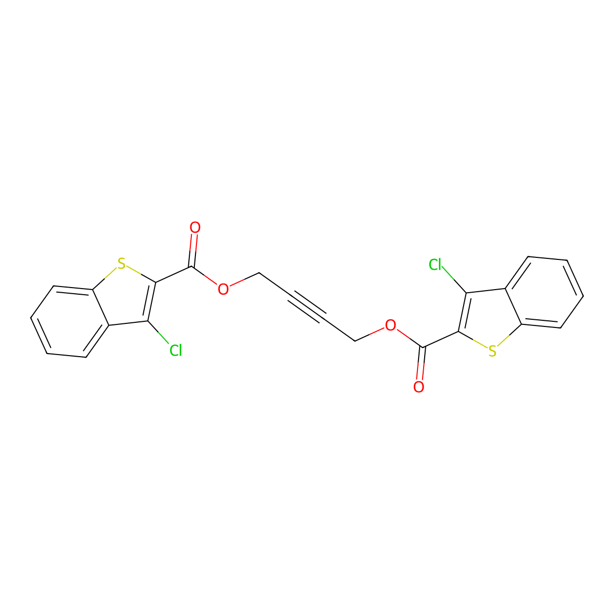 4-(3-Chloro-1-benzothiophene-2-carbonyl)oxybut-2-ynyl 3-chloro-1-benzothiophene-2-carboxylate molecular structure, CAS 302575-89-9