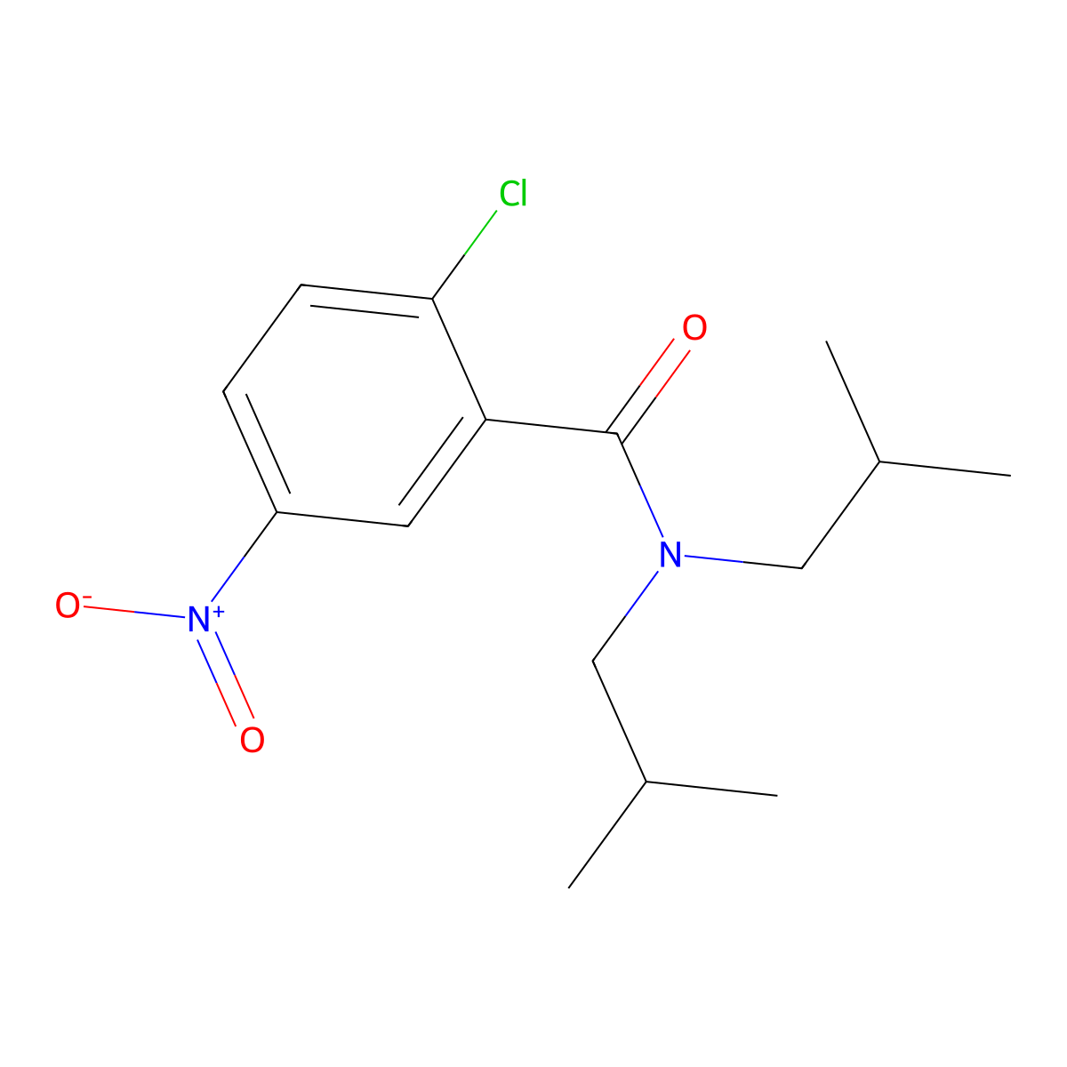 2-chloro-N,N-bis(2-methylpropyl)-5-nitrobenzamide molecular structure, CAS 302576-23-4