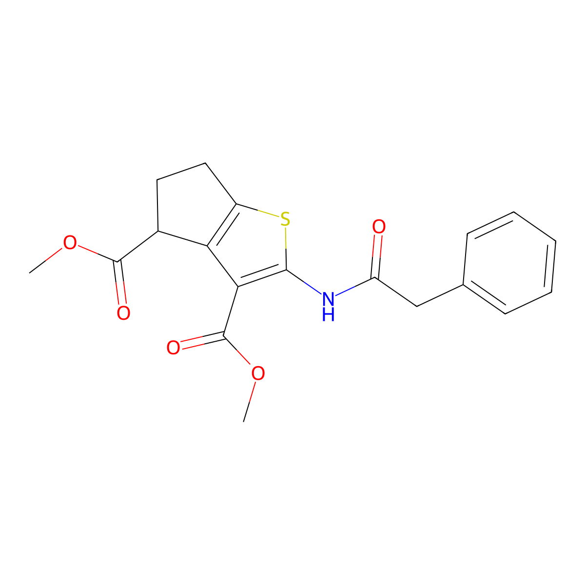 2-Phenylacetylamino-5,6-dihydro-4H-cyclopenta[b]thiophene-3,4-dicarboxylic acid molecular structure, CAS 302577-39-5