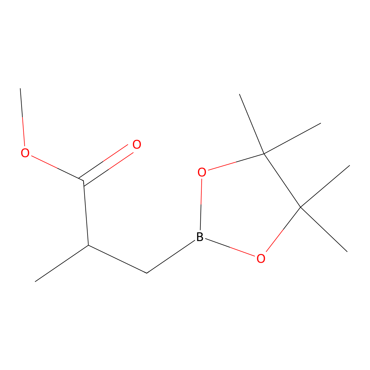 Methyl 2-methyl-3-(4,4,5,5-tetramethyl-1,3,2-dioxaborolan-2-yl)propanoate molecular structure, CAS 302577-74-8