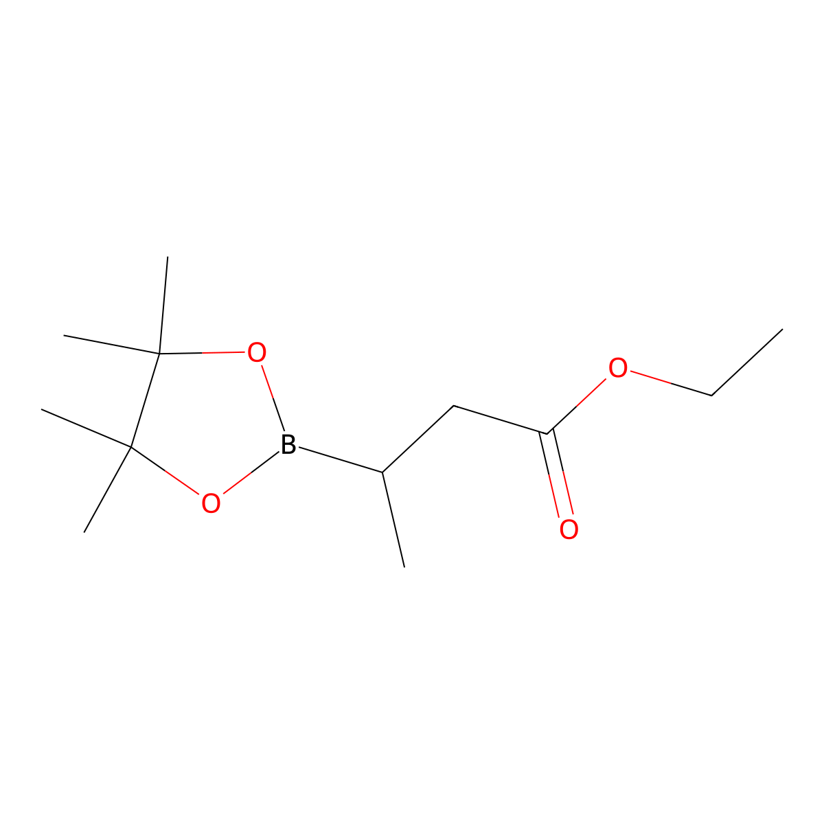 Ethyl 3-(tetramethyl-1,3,2-dioxaborolan-2-yl)butanoate molecular structure, CAS 302577-75-9