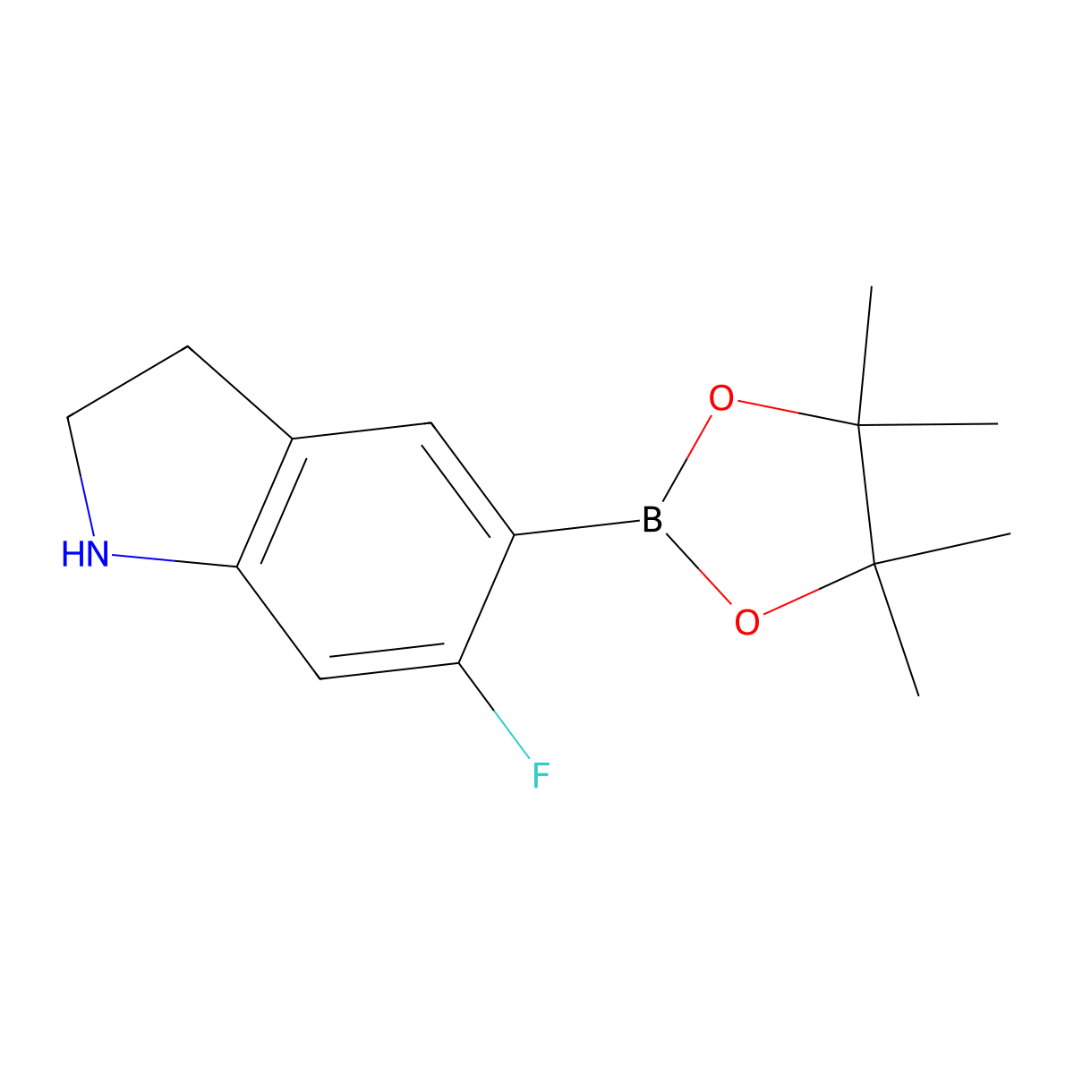 6-Fluoro-5-(4,4,5,5-tetramethyl-1,3,2-dioxaborolan-2-YL)indoline molecular structure, CAS 3025801-08-2
