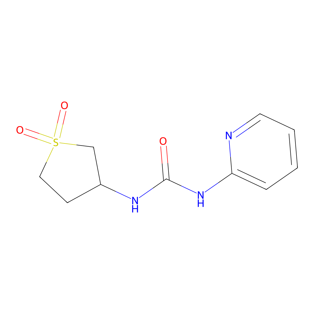1-(1,1-Dioxidotetrahydrothiophen-3-yl)-3-pyridin-2-ylurea molecular structure, CAS 302581-26-6