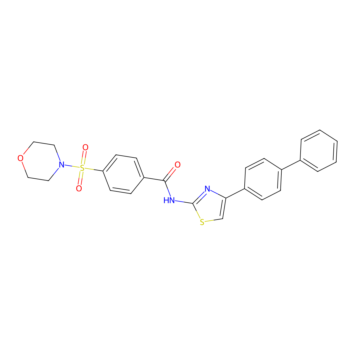 4-morpholin-4-ylsulfonyl-N-[4-(4-phenylphenyl)-1,3-thiazol-2-yl]benzamide molecular structure, CAS 302581-74-4