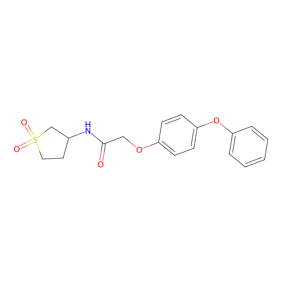N-(1,1-dioxidotetrahydrothiophen-3-yl)-2-(4-phenoxyphenoxy)acetamide molecular structure, CAS 302582-16-7