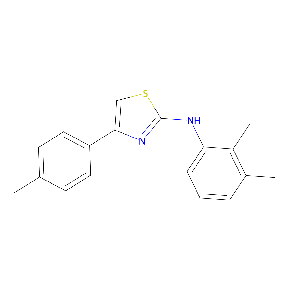 N-(2,3-dimethylphenyl)-4-(4-methylphenyl)-1,3-thiazol-2-amine molecular structure, CAS 302582-61-2
