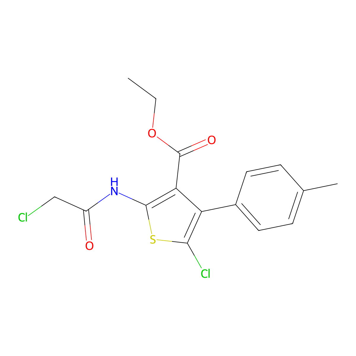 Ethyl 5-chloro-2-[(chloroacetyl)amino]-4-(4-methylphenyl)-3-thiophenecarboxylate molecular structure, CAS 302582-71-4