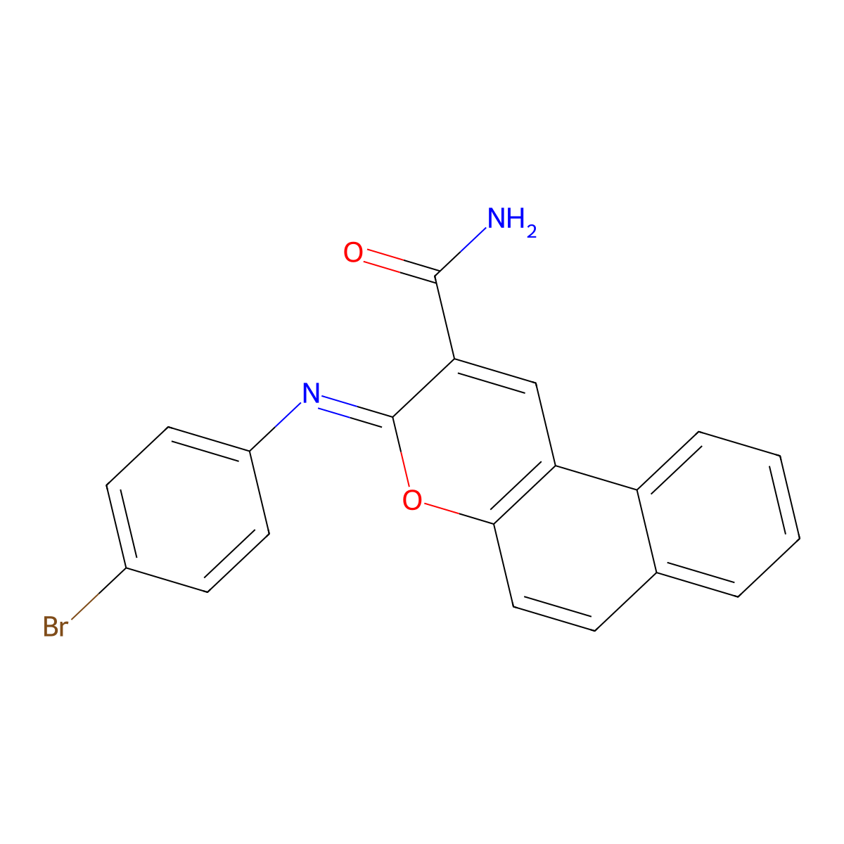 (3Z)-3-[(4-bromophenyl)imino]-3H-benzo[f]chromene-2-carboxamide molecular structure, CAS 302582-98-5