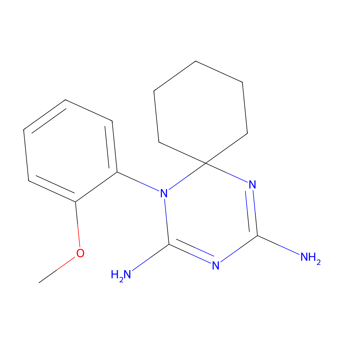 5-(2-Methoxyphenyl)-1,3,5-triazaspiro[5.5]undeca-1,3-diene-2,4-diamine molecular structure, CAS 302583-08-0