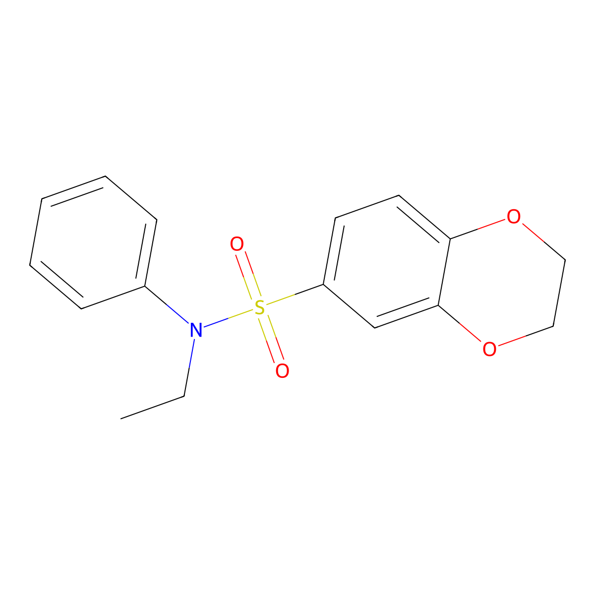 N-ethyl-N-phenyl-2,3-dihydro-1,4-benzodioxine-6-sulfonamide molecular structure, CAS 302583-51-3