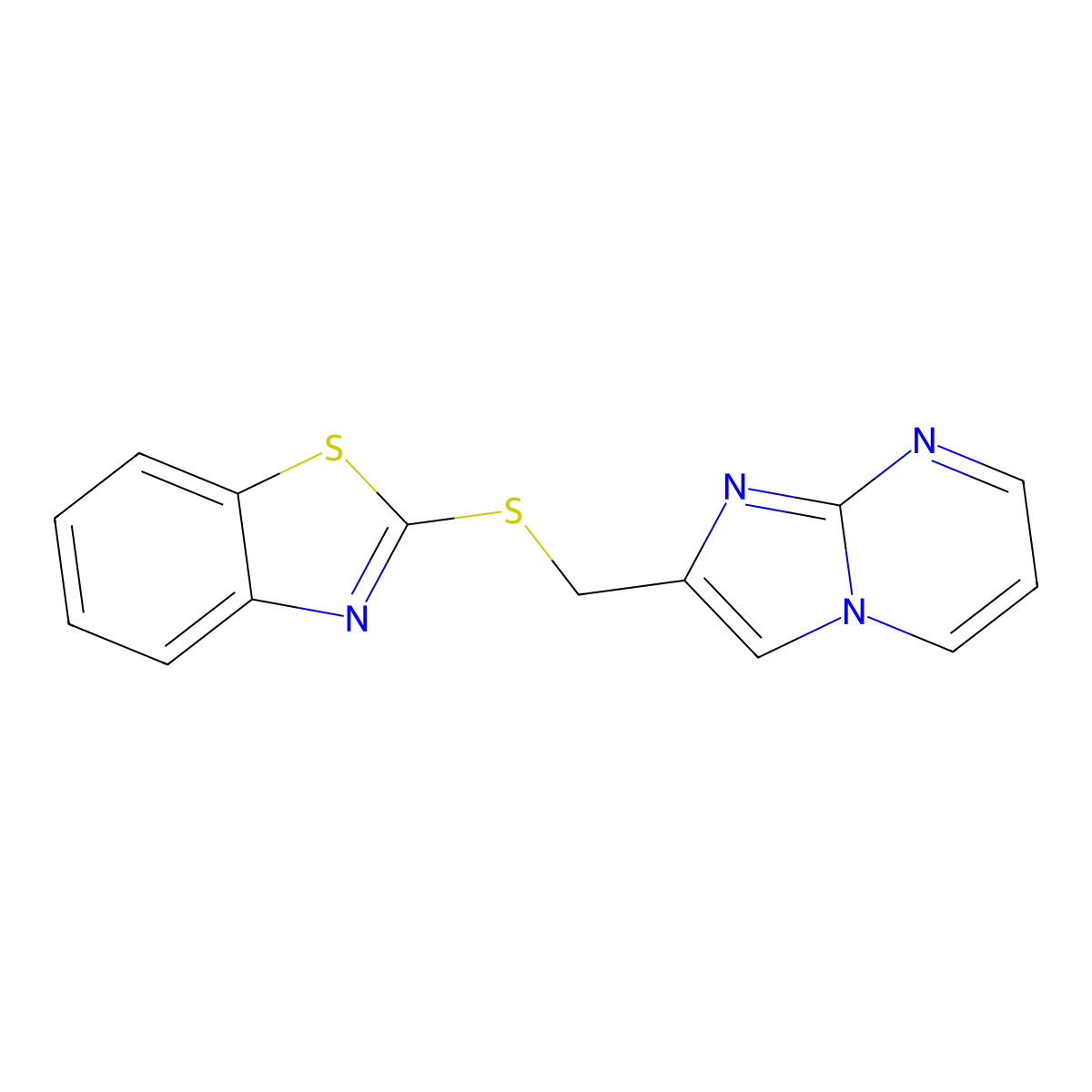 2-((Imidazo[1,2-a]pyrimidin-2-ylmethyl)thio)benzo[d]thiazole molecular structure, CAS 302583-84-2