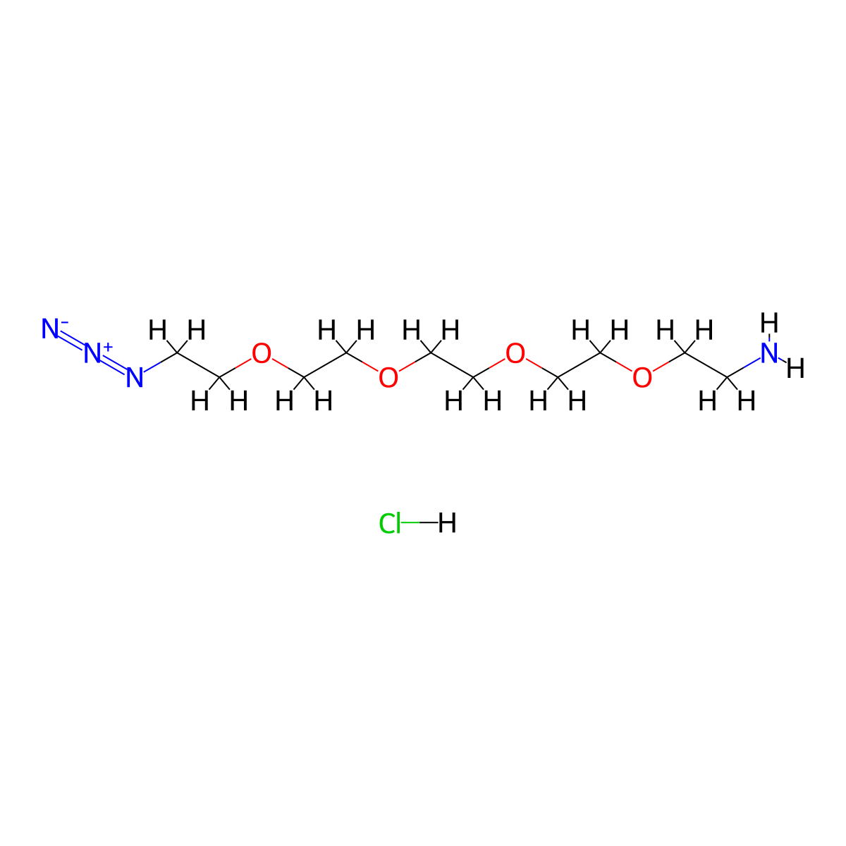 14-Azido-3,6,9,12-tetraoxatetradecan-1-amine hydrochloride molecular structure, CAS 3025839-69-1